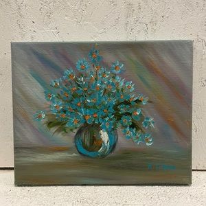 Hand painted textural floral painting on canvas